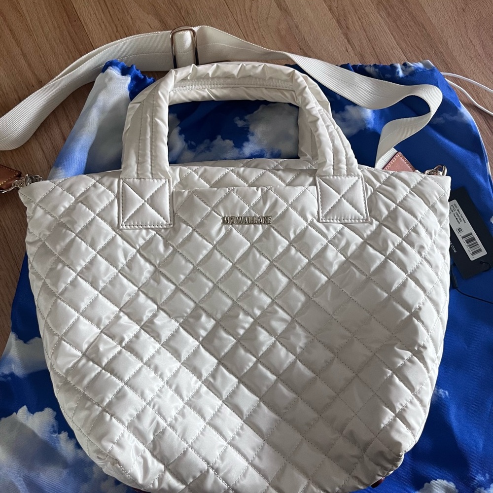MZ Wallace Pearl White Quilted Tote Bag. EUC: like new